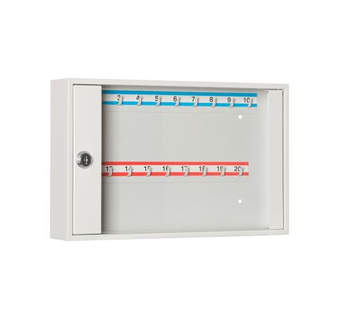 Szafka na klucze SK 20/S z haczykami mocowanymi na stałe przeszklona LEOMAR