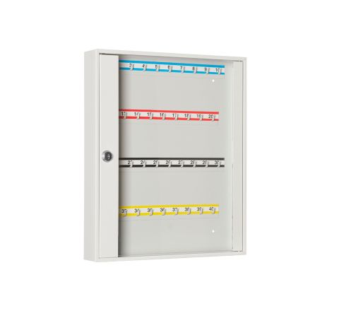 Szafka na klucze SK 40/S z haczykami mocowanymi na stałe przeszklona LEOMAR