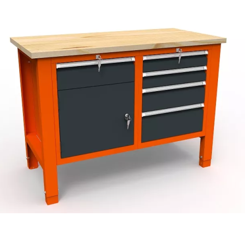 Stół narzędziowy SWT  12/04 'DWÓJKA' do warsztatu blat drewniany