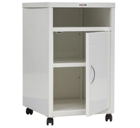 Biała szafa przyłóżkowa MD TP 3 z półkami - mobilna szafka