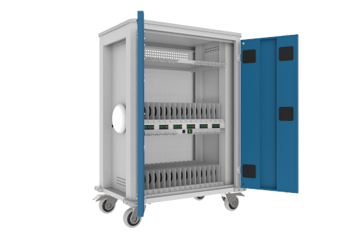 Meble komputerowe oraz wózki na tablety w środowisku pracowniczym